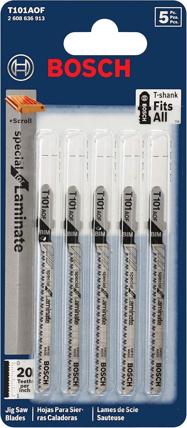 imageBOSCH T101AOF 5Piece 314 In 20 TPI Special for Laminate TShank Jig Saw Blades  Silver