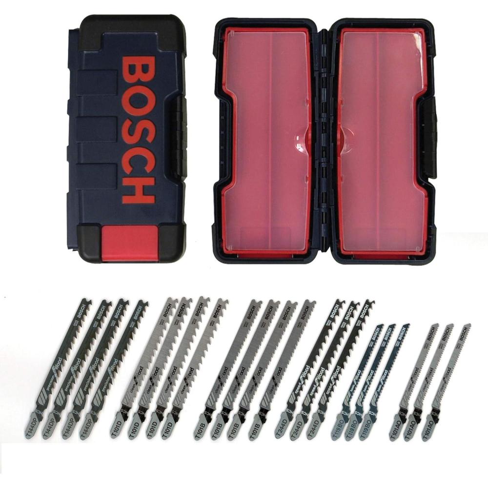 imageBosch TShank Jig Saw Blade Set TW21HC 21 Pieces 314  4 620 TPI In Brute Tough Case For Wood