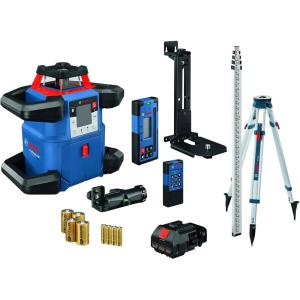 imageBOSCH GRL400080CHVKS REVOLVE 18V Connected SelfLeveling HorizontalVertical Rotary Laser Kit Includes Tripod Grade Rod Receiver Battery Adapter 4 D Batteries Carrying Case ampamp Accessories