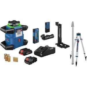imageBOSCH GRL400090CHVK REVOLVE 18V Connected GreenBeam SelfLeveling HorizontalVertical Rotary Laser Kit Includes CORE18V 4 Ah Battery ampamp Charger Tripod Rod Receiver Carrying Case ampamp Accessories