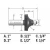 imageBosch 85294M 14 In x 12 In Carbide Tipped Roundover Bit