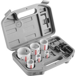 imageBOSCH HSBIM9 9Piece BiMetal Hole Saws Assorted Kit with SpinLOCK Universal Arbor with Included Carrying Case for General Purpose Applications in Wood Aluminum Metal Plastic Materials