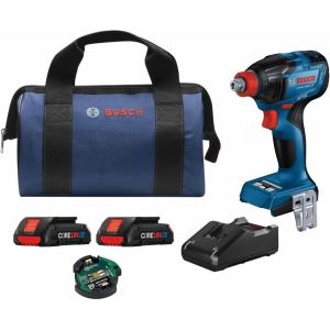 imageBOSCH GDX18V1860CN 18V ConnectedReady TwoInOne 14 In and 12 In BitSocket Impact DriverWrench Bare Toolw Two 18V 4 Ah Batteries