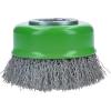 imageBOSCH WBX328 3 In XLOCK Arbor Carbon Steel Knotted Wire Single Row Cup Brush For Applications in Removing Weld Scale Burrs and Corrosion Preparing Painting SurfacesStainless Steel Wire Cup Brush