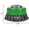 imageBOSCH WBX328 3 In XLOCK Arbor Carbon Steel Knotted Wire Single Row Cup Brush For Applications in Removing Weld Scale Burrs and Corrosion Preparing Painting SurfacesStainless Steel Wire Wheel
