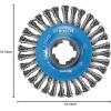 imageBOSCH WBX328 3 In XLOCK Arbor Carbon Steel Knotted Wire Single Row Cup Brush For Applications in Removing Weld Scale Burrs and Corrosion Preparing Painting SurfacesCarbon Steel Wire Wheel
