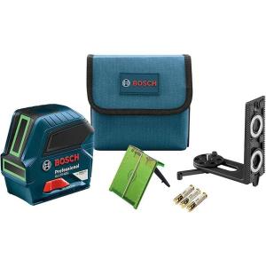 imageBOSCH GLL 100 GX 100 Ft GreenBeam SelfLeveling CrossLine Laser Includes 3 AA Batteries Positioning Device Green Laser Target Plate ampamp HeavyDuty Pouch75ft Level
