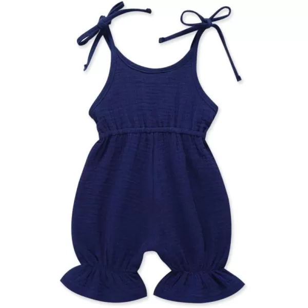 Baby Girl Sleeveless Strap Cotton Solid Romper Bell Bottom Sunsuit Newborn Jumpsuit Infant Bodysuit