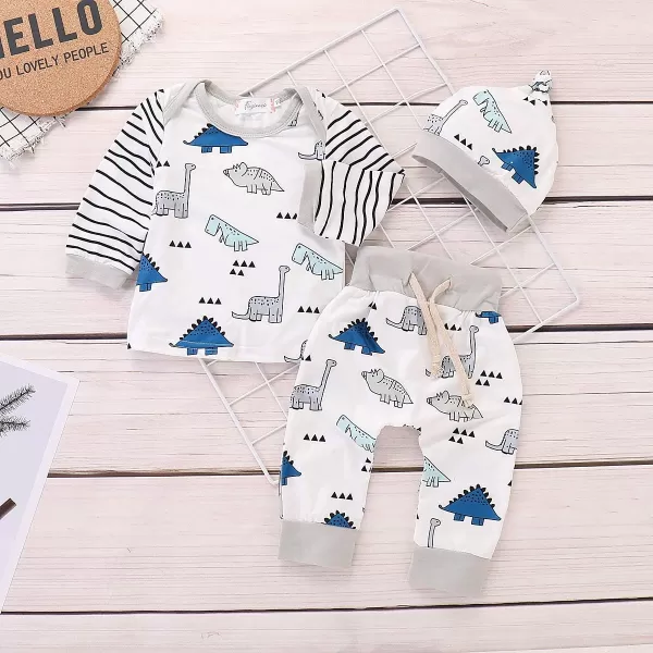 Baby Girls Fall Long Sleeve Stripe Romper+ Long Pant Dinosaur Clothes Outfits Sets 3-6 Months