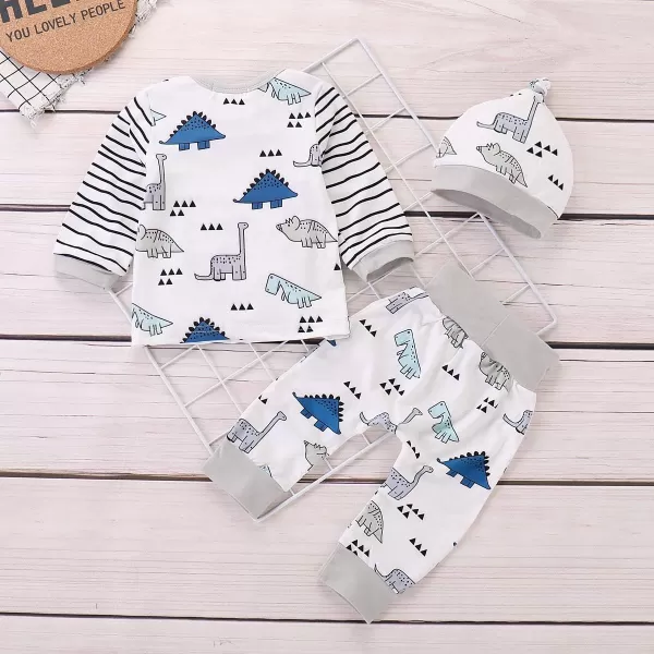 Baby Girls Fall Long Sleeve Stripe Romper+ Long Pant Dinosaur Clothes Outfits Sets 3-6 Months