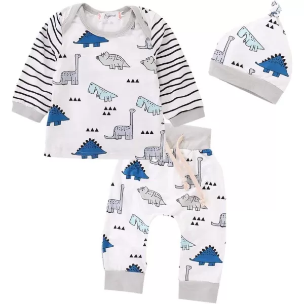 Baby Girls Fall Long Sleeve Stripe Romper+ Long Pant Dinosaur Clothes Outfits Sets 3-6 Months