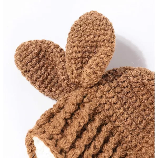 Baby Infant Girls Winter Warm Knit Hats Fashion Cute Animal Benaie Protection Cap for 6-24 Months