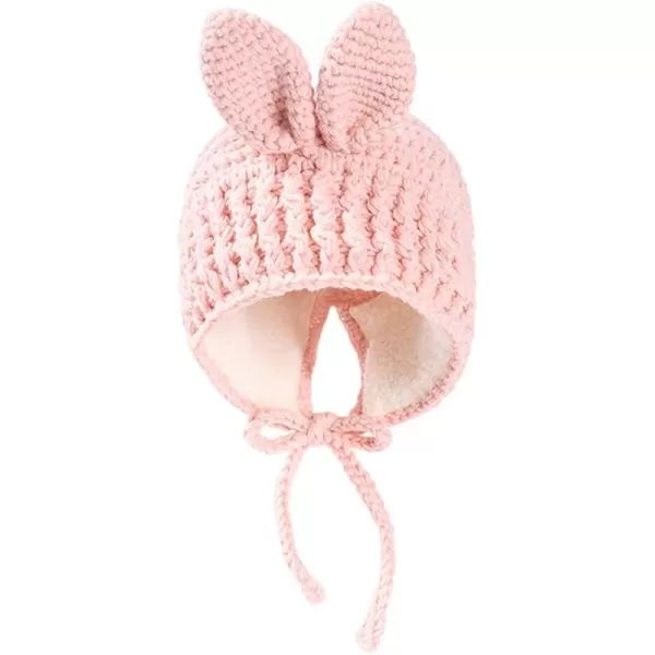Baby Infant Girls Winter Warm Knit Hats Fashion Cute Animal Benaie Protection Cap for 6-24 Months