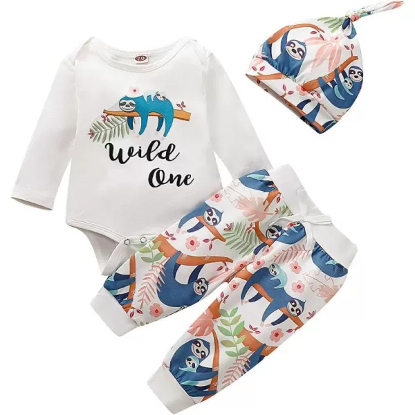 Newborn Baby Boys Girls Fall Long Sleeve Printed Animal Cute Clothing Set Cotton Outfit 0-3 Months