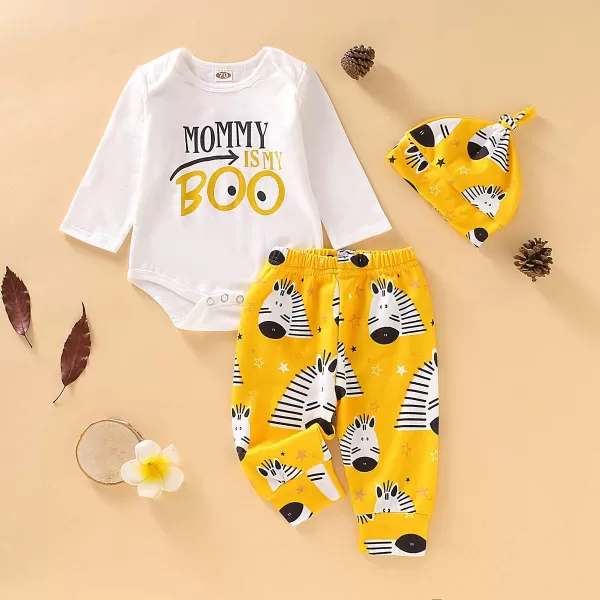 Newborn Baby Boys Outfit Set Bodysuit Animal Zebra Pants 3Pcs Clothing Set 0-3 Months