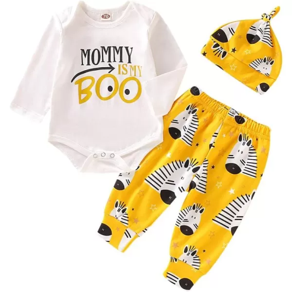 Newborn Baby Boys Outfit Set Bodysuit Animal Zebra Pants 3Pcs Clothing Set 0-3 Months