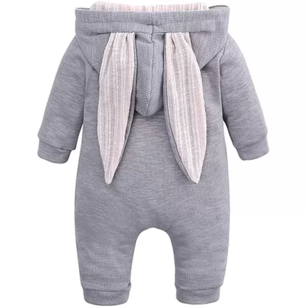 Simplee kids Animal Bunny Baby Easter Romper Long Ear Rabbit Hoodie Romper Jumpsuit with Zipper