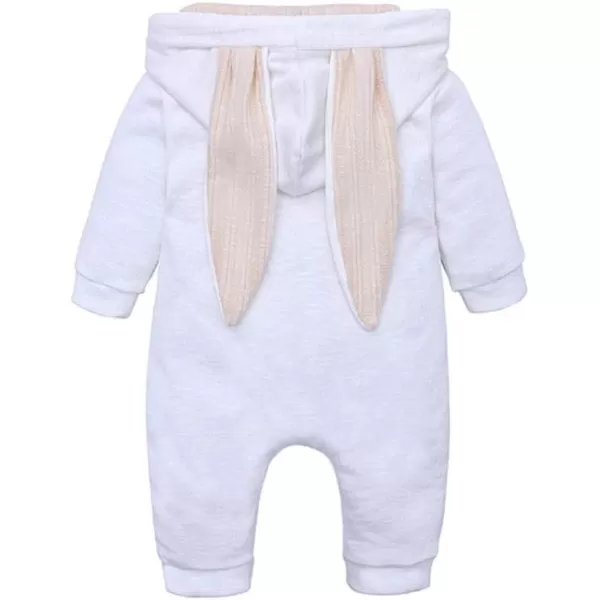 Simplee kids Animal Bunny Baby Easter Romper Long Ear Rabbit Hoodie Romper Jumpsuit with Zipper