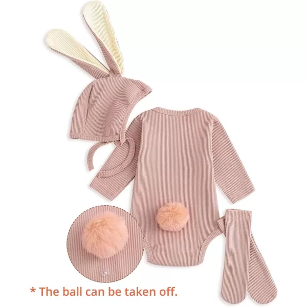 Simplee kids Animal Bunny Baby Easter Romper Long Ear Rabbit Hoodie Romper Jumpsuit with Zipper