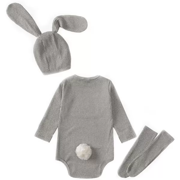 Simplee kids Animal Bunny Baby Easter Romper Long Ear Rabbit Hoodie Romper Jumpsuit with Zipper