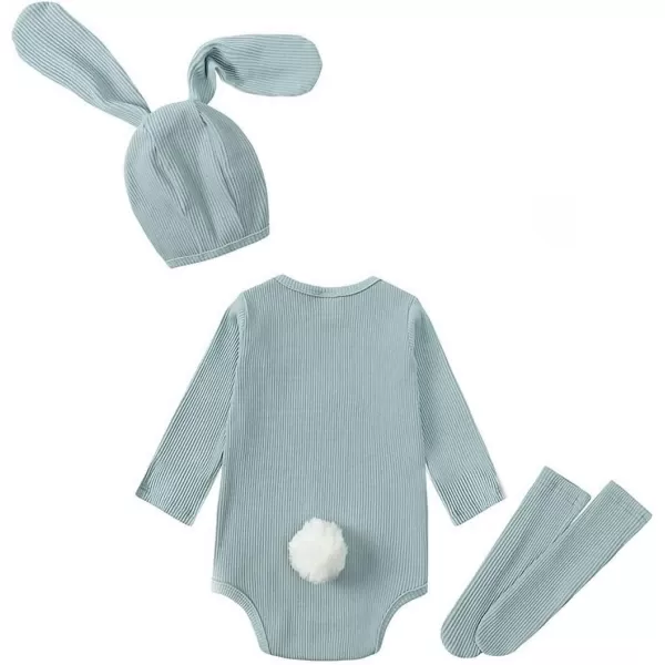 Simplee kids Animal Bunny Baby Easter Romper Long Ear Rabbit Hoodie Romper Jumpsuit with Zipper