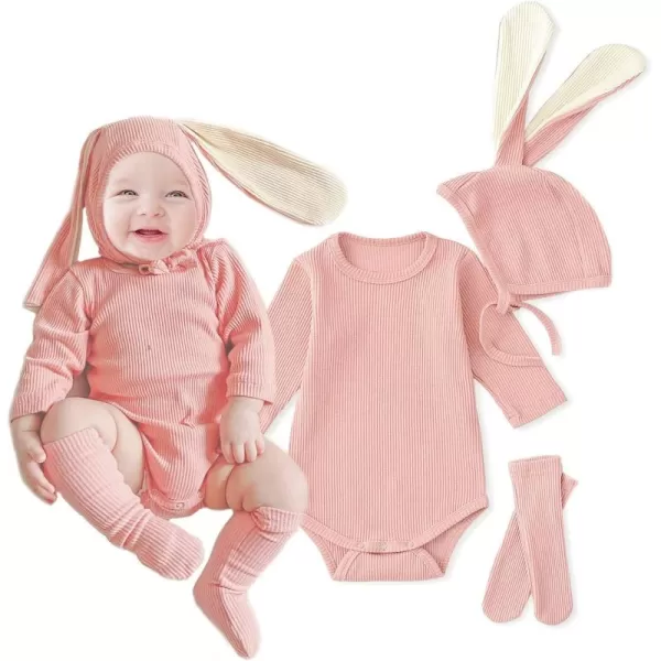Simplee kids Animal Bunny Baby Easter Romper Long Ear Rabbit Hoodie Romper Jumpsuit with Zipper