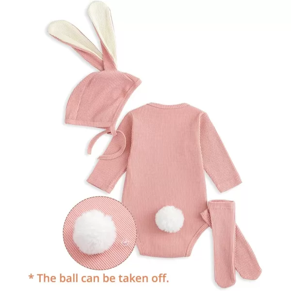 Simplee kids Animal Bunny Baby Easter Romper Long Ear Rabbit Hoodie Romper Jumpsuit with Zipper