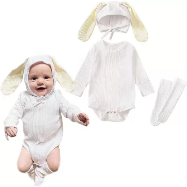 Simplee kids Animal Bunny Baby Easter Romper Long Ear Rabbit Hoodie Romper Jumpsuit with Zipper