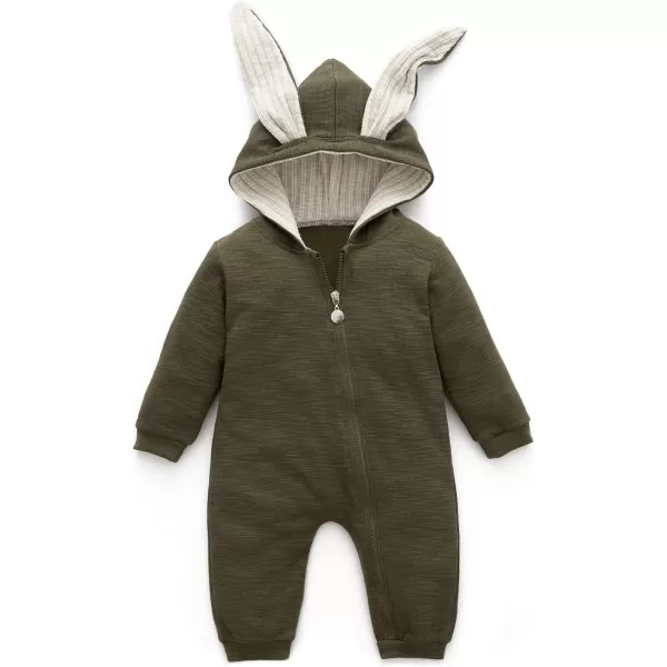 Simplee kids Animal Bunny Baby Easter Romper Long Ear Rabbit Hoodie Romper Jumpsuit with Zipper