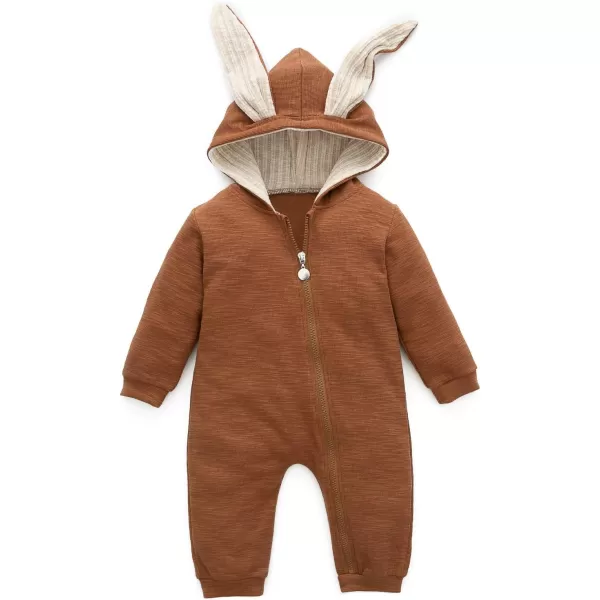 Simplee kids Animal Bunny Baby Easter Romper Long Ear Rabbit Hoodie Romper Jumpsuit with Zipper