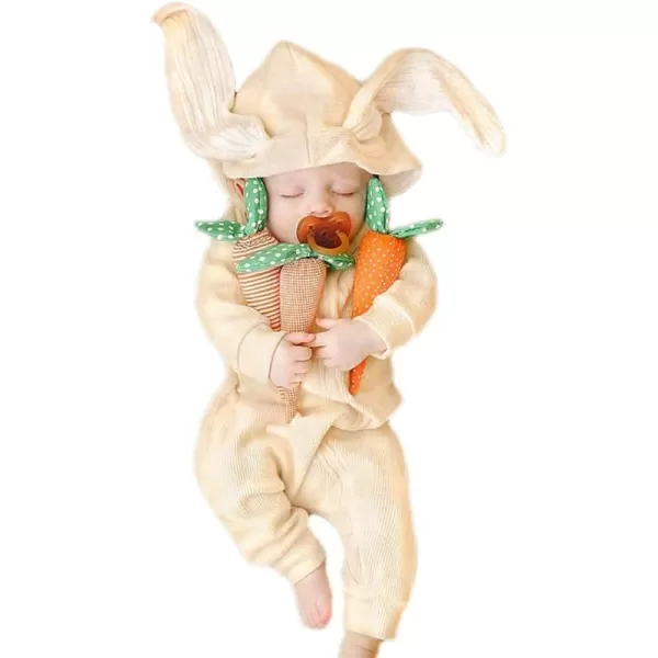 Simplee kids Animal Bunny Baby Easter Romper Long Ear Rabbit Hoodie Romper Jumpsuit with Zipper
