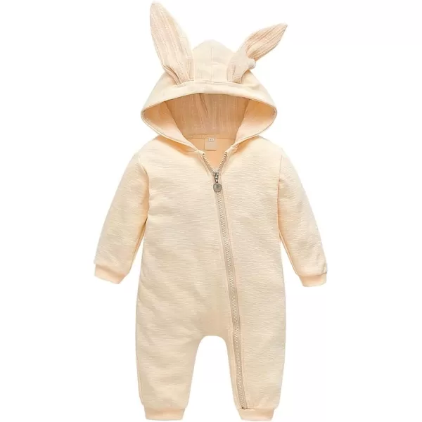 Simplee kids Animal Bunny Baby Easter Romper Long Ear Rabbit Hoodie Romper Jumpsuit with Zipper