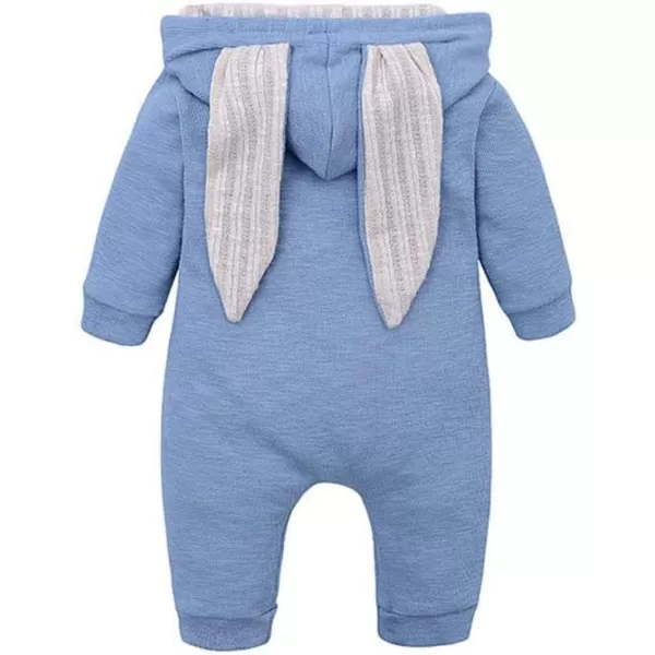 Simplee kids Animal Bunny Baby Easter Romper Long Ear Rabbit Hoodie Romper Jumpsuit with Zipper