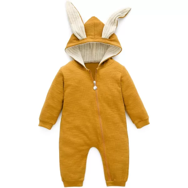 Simplee kids Animal Bunny Baby Easter Romper Long Ear Rabbit Hoodie Romper Jumpsuit with Zipper