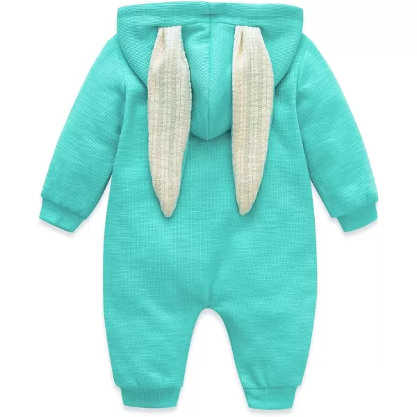 Simplee kids Animal Bunny Baby Easter Romper Long Ear Rabbit Hoodie Romper Jumpsuit with Zipper