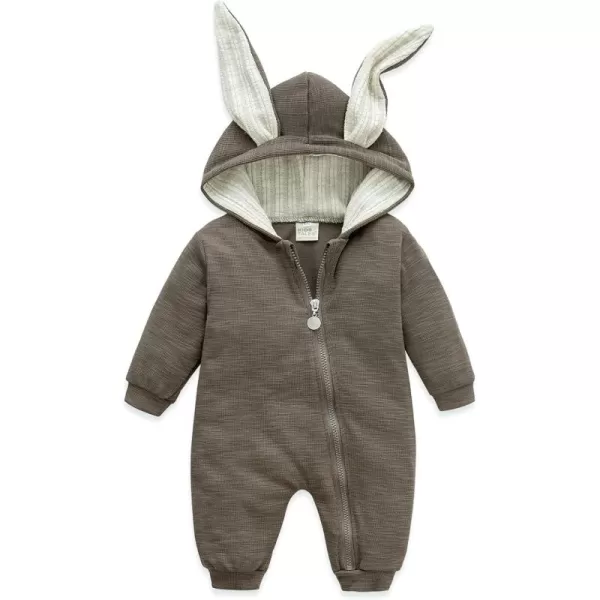 Simplee kids Animal Bunny Baby Easter Romper Long Ear Rabbit Hoodie Romper Jumpsuit with Zipper