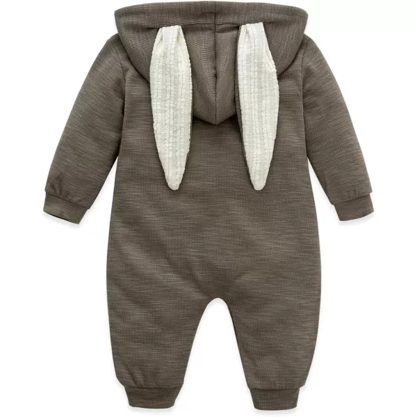 Simplee kids Animal Bunny Baby Easter Romper Long Ear Rabbit Hoodie Romper Jumpsuit with Zipper