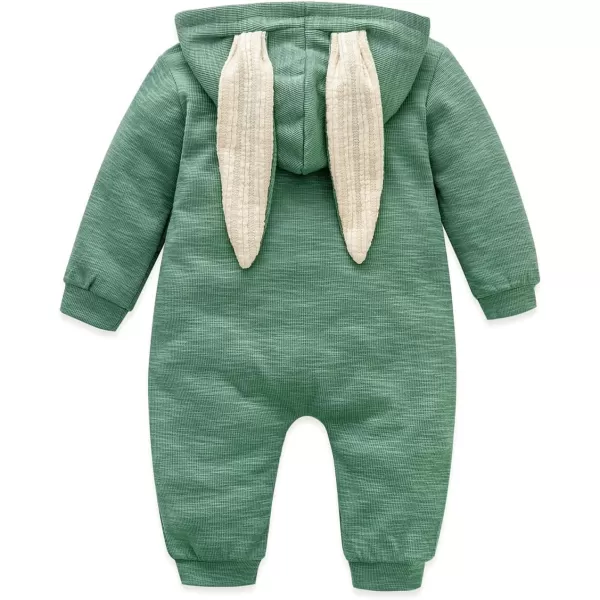Simplee kids Animal Bunny Baby Easter Romper Long Ear Rabbit Hoodie Romper Jumpsuit with Zipper