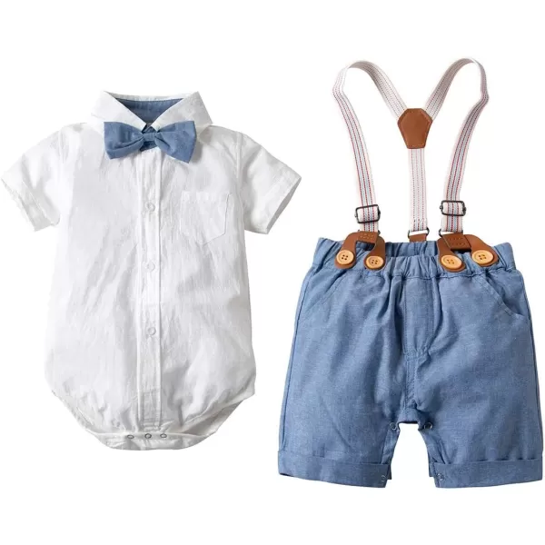 Simplee kids Baby Boy Gentleman Suit Wedding Formal Tuxedo Infant Boy Summer Short Sleeve Jumpsuit Romper and Tie Set