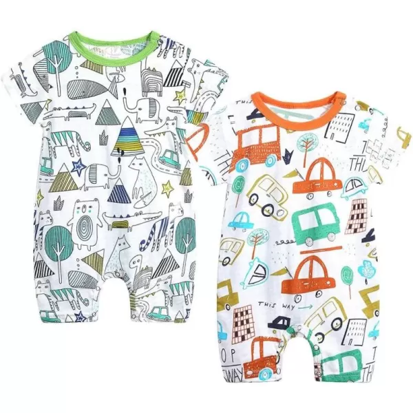 Simplee kids Baby Boy Outfits Short Sleeve Clothing Set Print Cartoon Baby Summer Romper