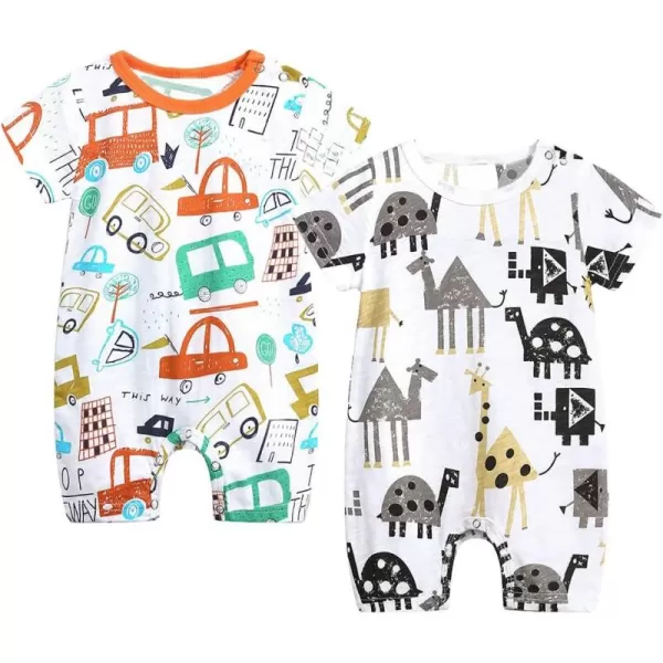 Simplee kids Baby Boy Outfits Short Sleeve Clothing Set Print Cartoon Baby Summer Romper