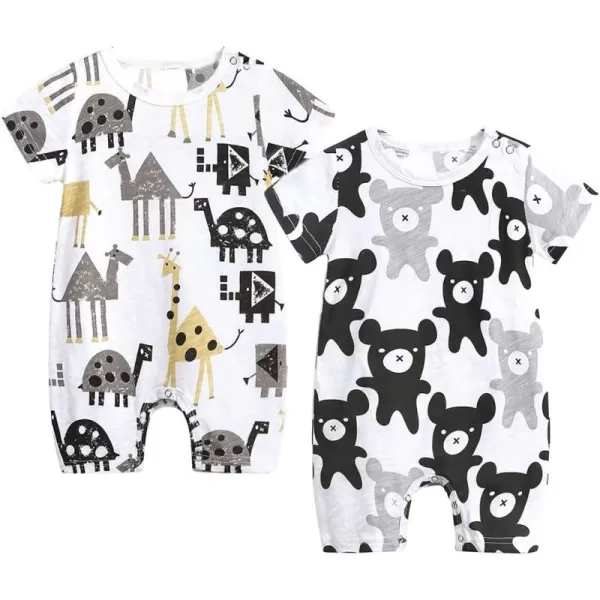 Simplee kids Baby Boy Outfits Short Sleeve Clothing Set Print Cartoon Baby Summer Romper