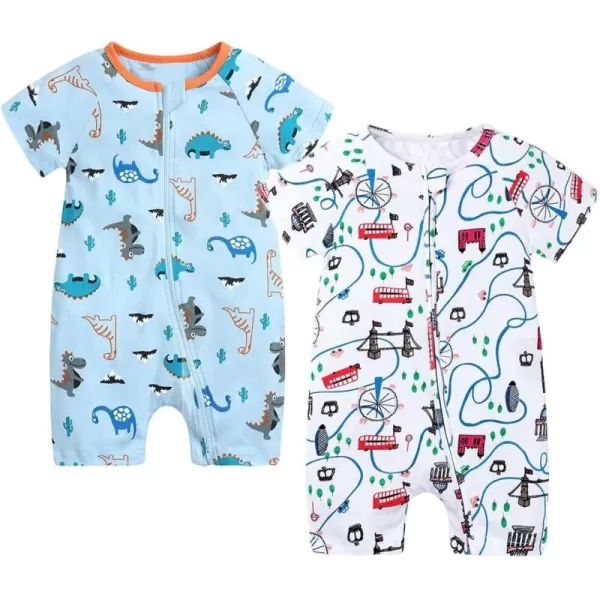 Simplee kids Baby Boy Outfits Short Sleeve Clothing Set Print Cartoon Baby Summer Romper