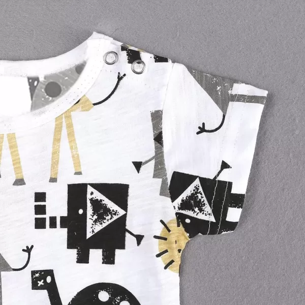 Simplee kids Baby Boy Outfits Short Sleeve Clothing Set Print Cartoon Baby Summer Romper