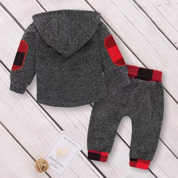 Simplee kids Baby Boys and Girls Winter Fall Plaid Hoodie and Pants Clothes Set