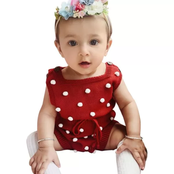 Simplee kids Baby Girl Kint Romper Fall Sleeveless Pompoms Rompers Newborn Little Girl Overall Jumpsuit Outfits