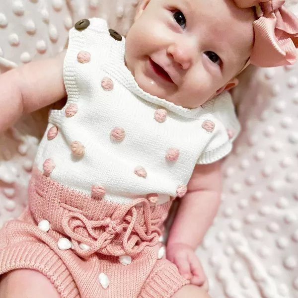 Simplee kids Baby Girl Kint Romper Fall Sleeveless Pompoms Rompers Newborn Little Girl Overall Jumpsuit Outfits