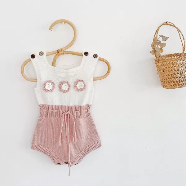 Simplee kids Baby Girl Kint Romper Fall Sleeveless Pompoms Rompers Newborn Little Girl Overall Jumpsuit Outfits