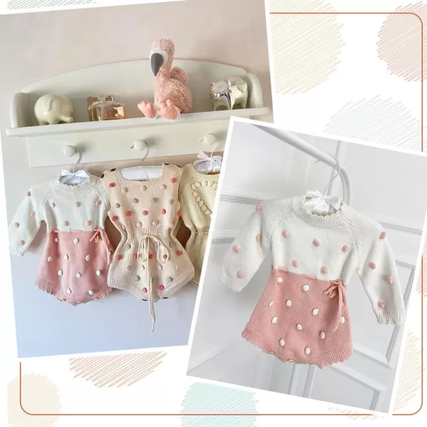 Simplee kids Baby Girl Kint Romper Fall Sleeveless Pompoms Rompers Newborn Little Girl Overall Jumpsuit Outfits