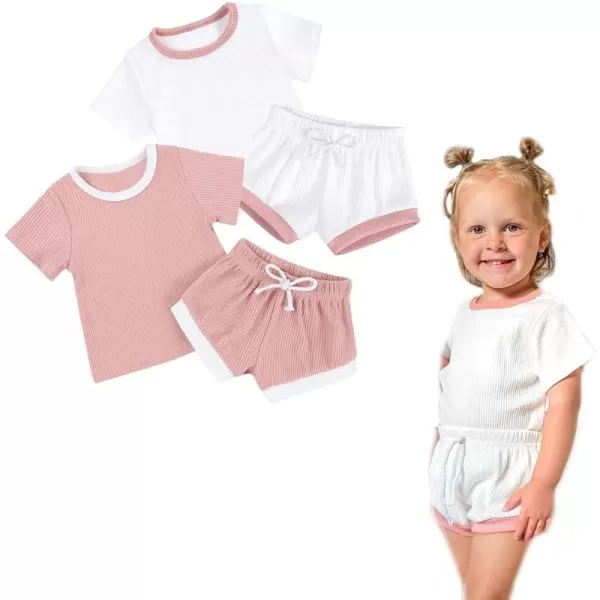 Simplee kids Baby Girl Shorts Sets 2 Packs Toddler Summer Romper Sets